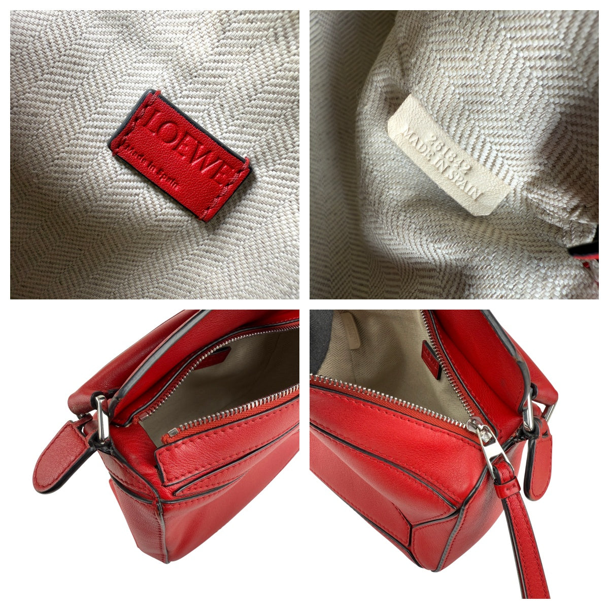 Pre-owned Loewe Red Pebbled Calfskin Leather Mini Puzzle Bag