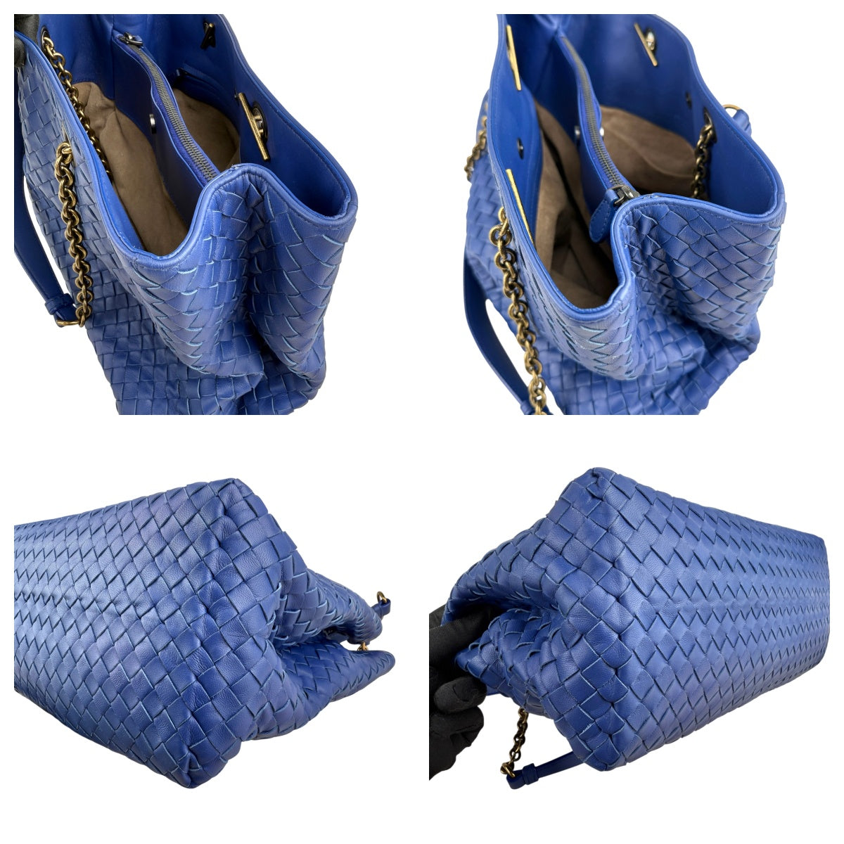 Pre-owned bottega-veneta-nappa-medium-blue-front-view