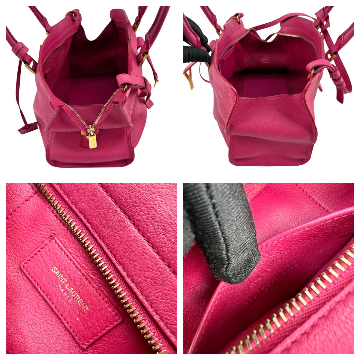 Pre-owned Saint Laurent Fuchsia Calfskin Leather Classic Medium Y Cabas Bag