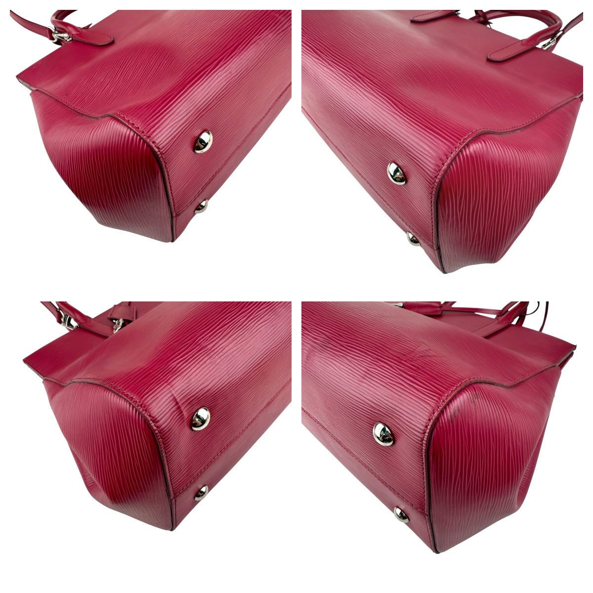 Pre-owned louis vuitton marly bb epi leather fuchsia bag front