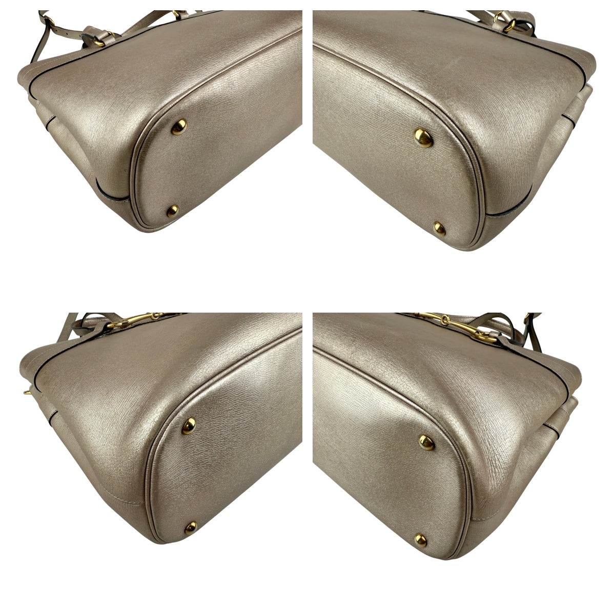 Pre-owned gucci rose gold leather medium bright bit tote front