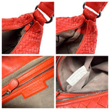 Pre-owned Bottega Veneta Red Intrecciato Woven Nappa Leather Medium Veneta Hobo Bag