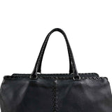 Bottega Veneta Black Intrecciato Trim Leather Tote