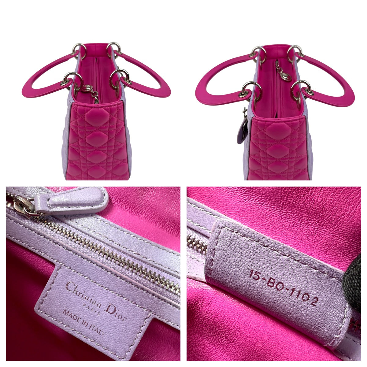 Pre-owned Dior Light Purple/Rose Sorbet Cannage Quilted Lambskin Leather Medium Lady bag