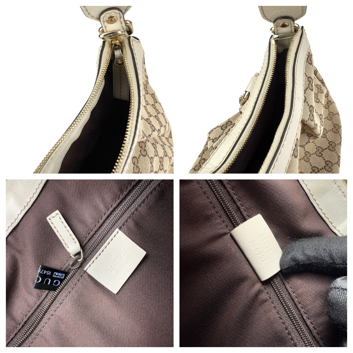 Pre-owned Gucci Beige/White GG Canvas Medium Sukey Hobo bag