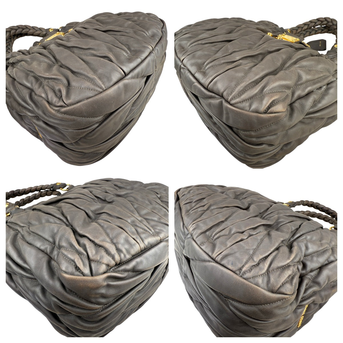 Pre-owned miu-miu-argilla-matelasse-tote-front-view