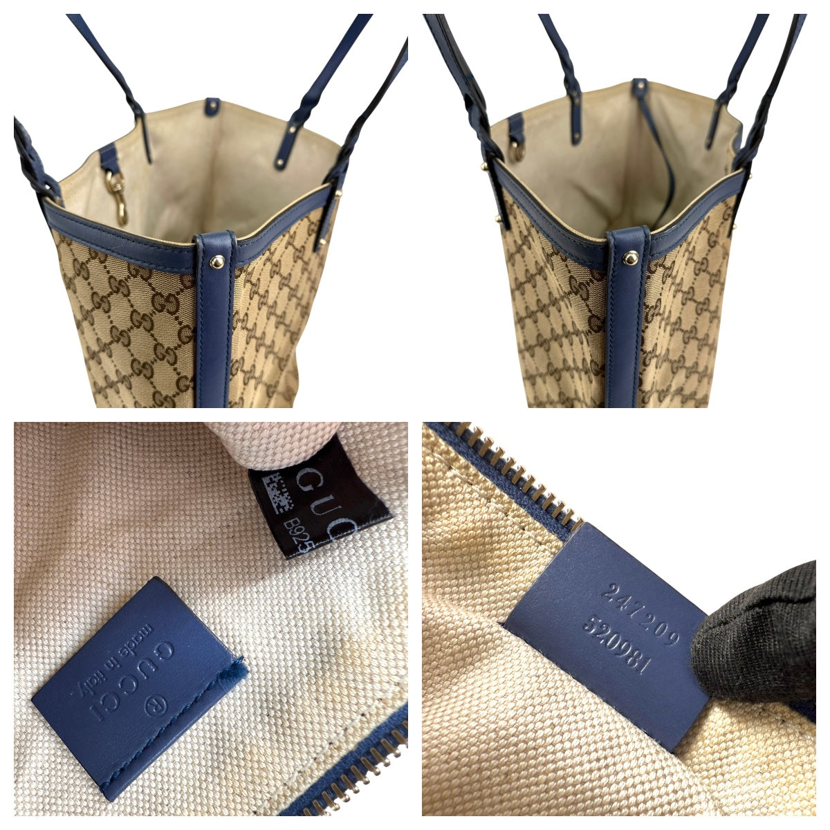 Pre-owned Gucci Beige/Blue GG Canvas Craft Original Tote Bag