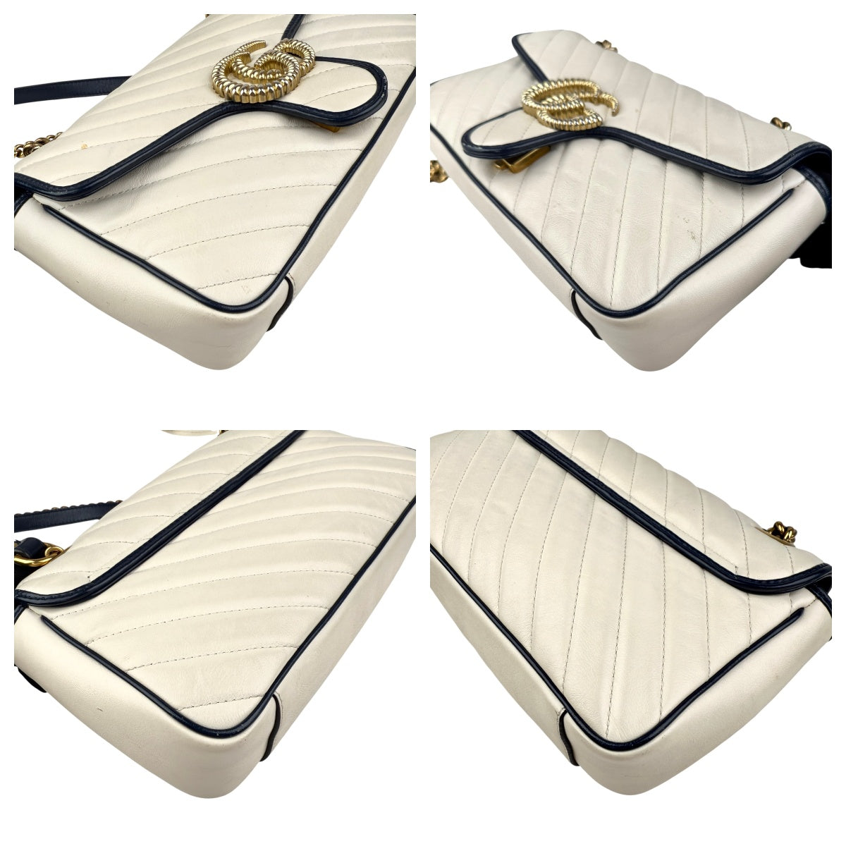 Pre-owned Gucci Matelasse Diagonal Torchon GG Marmont Shoulder Bag