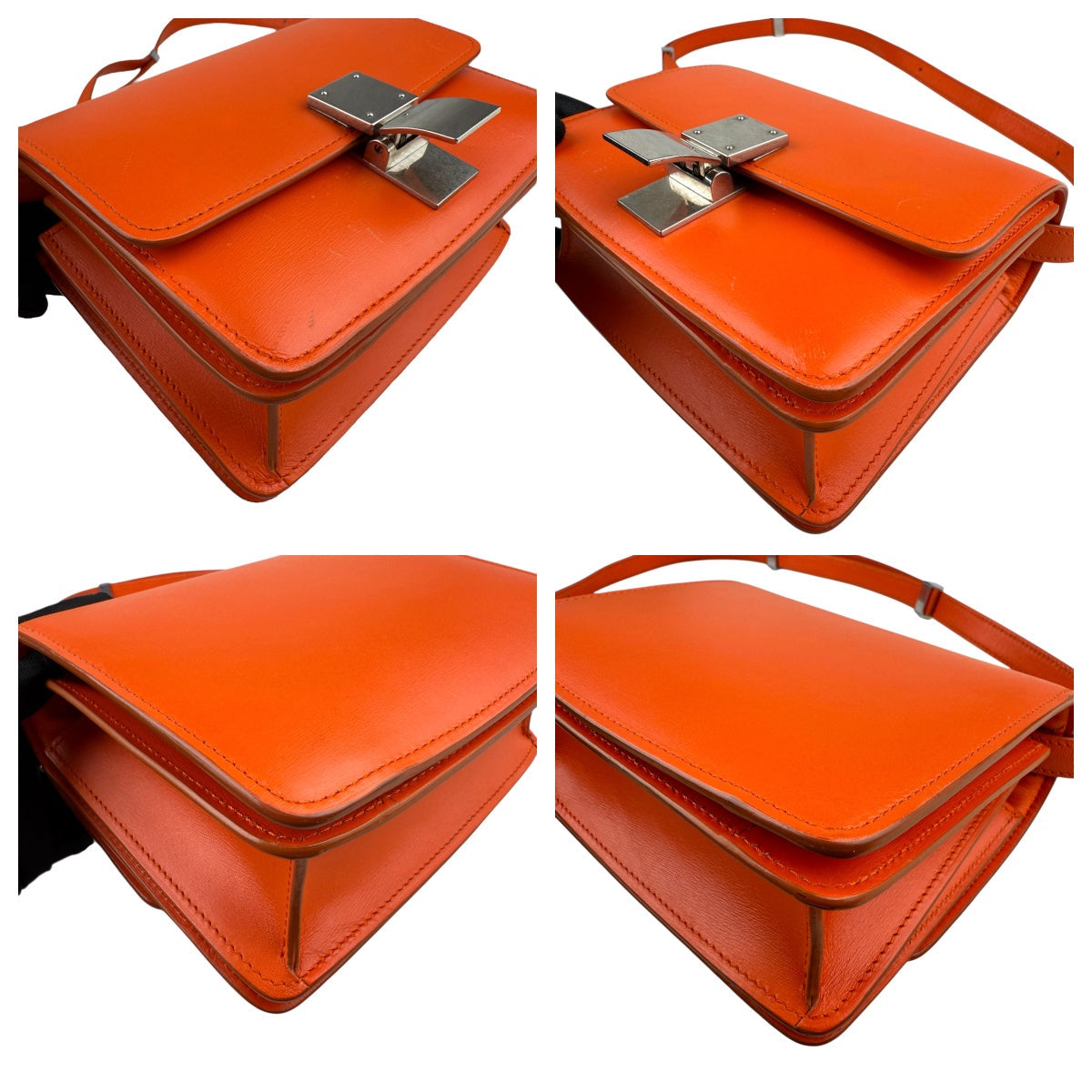 Pre-owned Celine Classic Box Small Leather Shoulder Bag in Orange