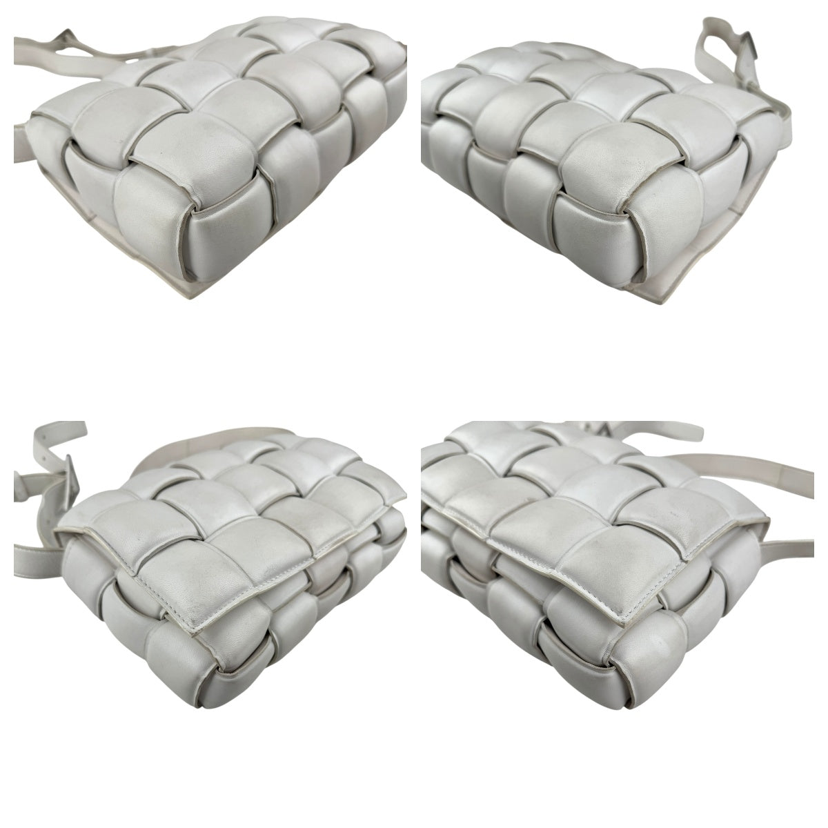 Pre-owned Bottega Veneta White Nappa Leather Maxi Weave Padded Cassette bag