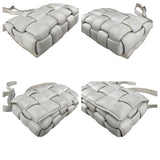 Pre-owned Bottega Veneta White Nappa Leather Maxi Weave Padded Cassette bag
