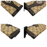 Pre-owned gucci-beige-brown-gg-canvas-leather-wallet