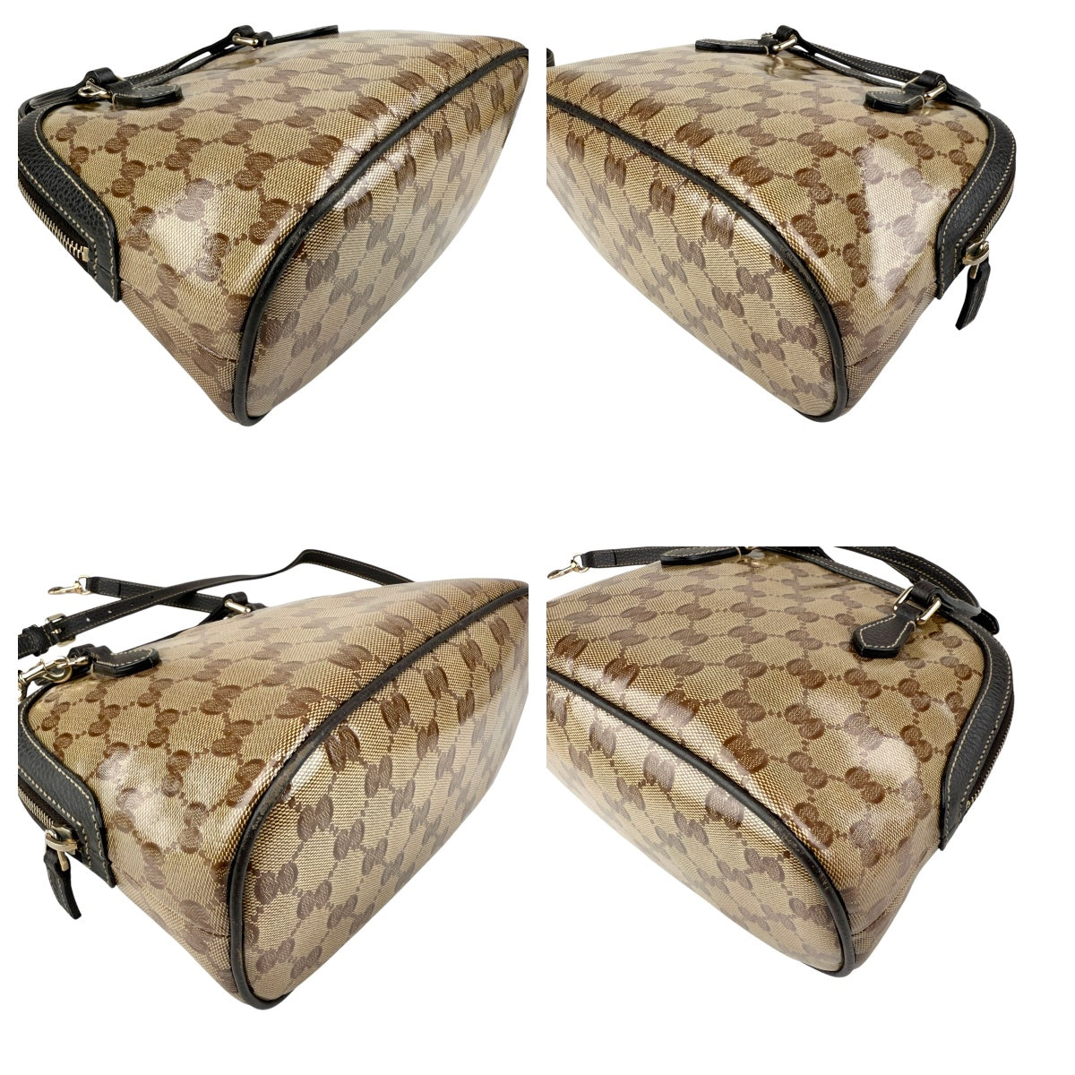 Pre-owned Gucci Brown GG Crystal Canvas Dome Handbag Small