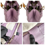 Pre-owned Gucci Purple Pebbled Leather Bamboo Top Handle Mini Shopper Tote Bag tote bag