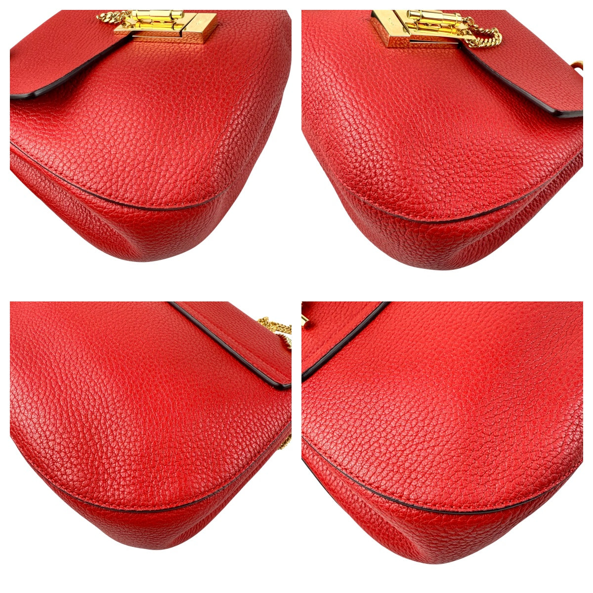 Pre-owned Chloé Chloe Red Pebbled Leather Drew bag