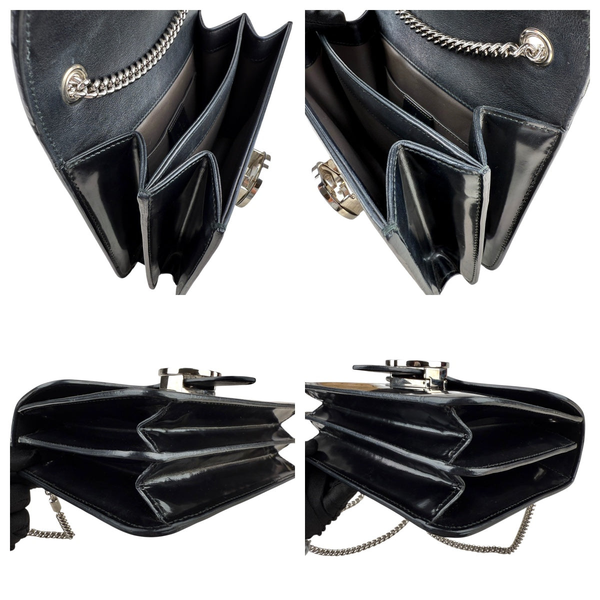 Pre-owned gucci-interlocking-g-black-glossy-front-view