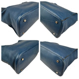 Pre-owned fendi-blue-selleria-leather-anna-bag-front-view