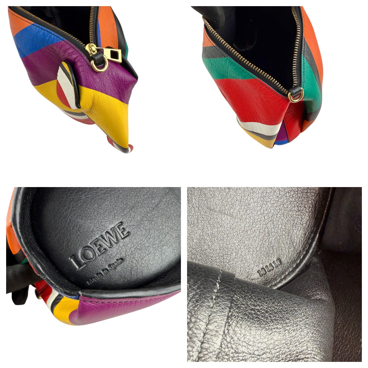 Pre-owned Loewe Multicolor Leather Mini Striped Elephant Crossbody Bag