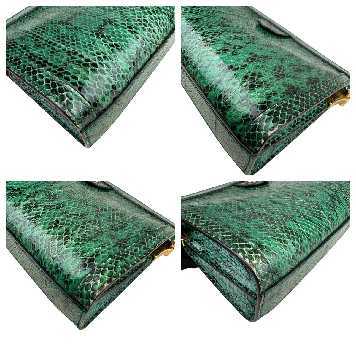 Pre-owned gucci-ophidia-emerald-snakeskin-front-view