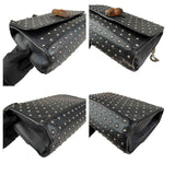 Gucci Black Studded Leather Miss Bamboo Shoulder Bag