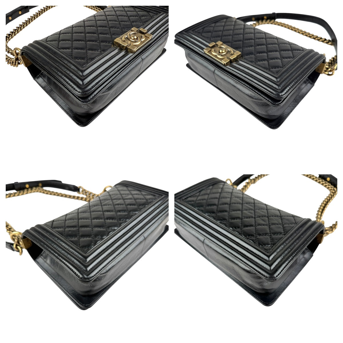 Pre-owned Chanel Black Quilted Leather Medium Boy Flap Bag