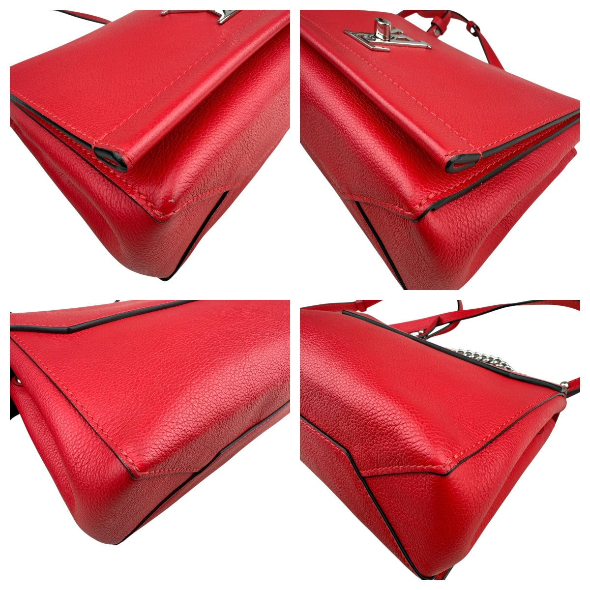 Pre-owned louis-vuitton-lockme-ii-top-handle-rubis-calfskin-bag-front