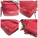 Pre-owned Gucci Medium GG Marmont Matelasse Chevron Top Handle Red bag