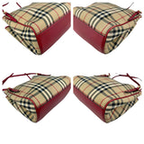 Pre-owned burberry red leather horseferry check canvas canterbury tote bag front