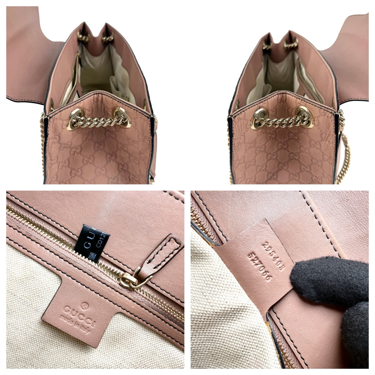 Pre-owned Gucci Camelia Guccissima Leather Emily Chain Shoulder Bag