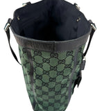 Pre-owned Gucci Green/Black GG Canvas and Leather Abbey Pocket Tote