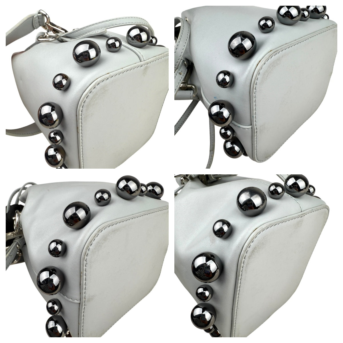 Pre-owned fendi-mon-tresor-bucket-bag-grigio-perla-front