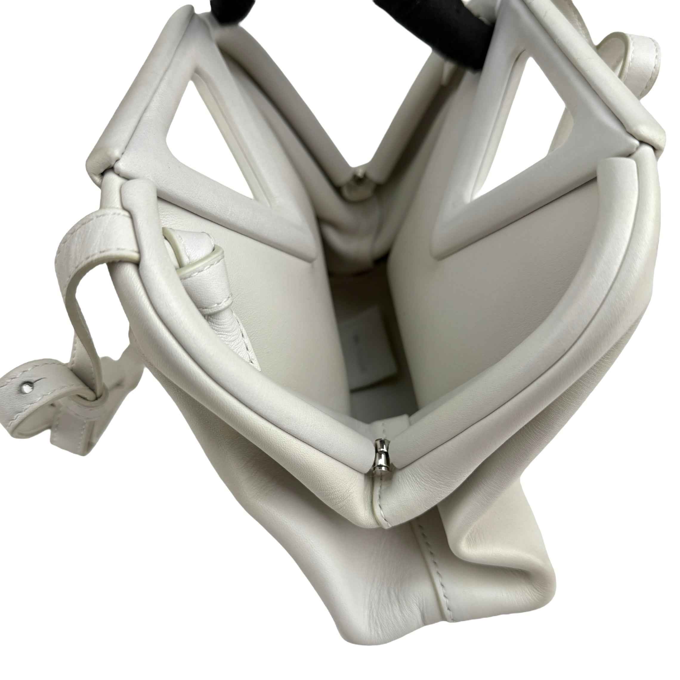 Bottega Veneta Calfskin The Point Triangle Bag Chalk