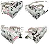 Pre-owned balenciaga agneau graffiti all over classic hardware mini city white multicolor front
