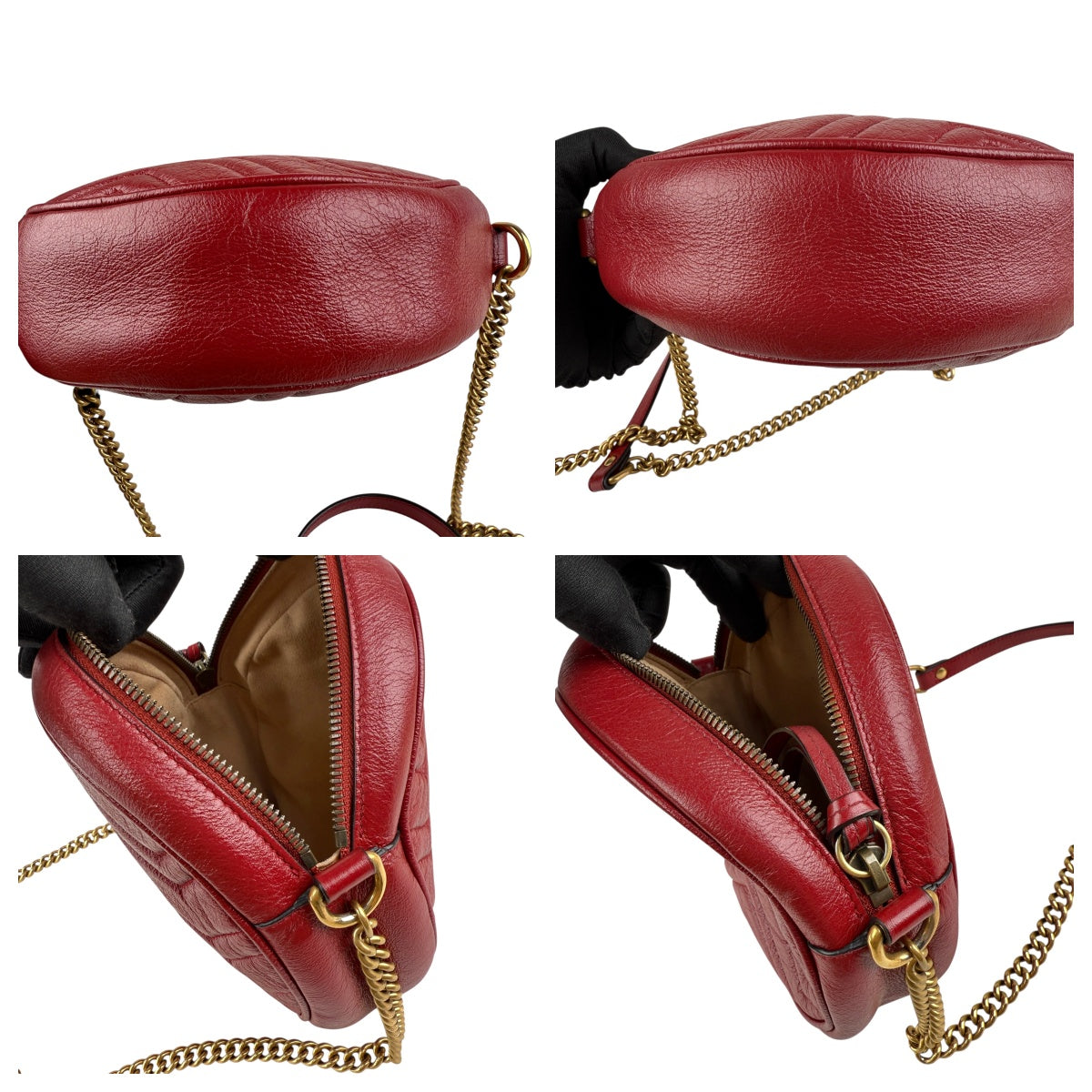 Pre-owned gucci-gg-marmont-round-leather-crossbody-bag