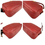 Pre-owned gucci red quilted leather marmont matelasse camera bag front