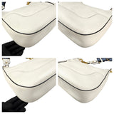 Pre-owned prada vitello daino zippered hobo messenger bag white front