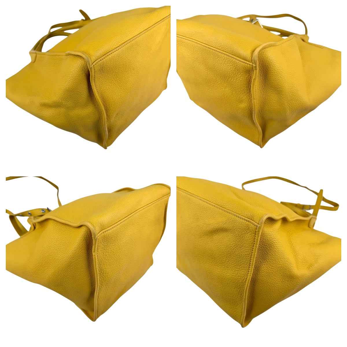 Celine Yellow Pebbled Leather Long Strap Big Bag