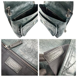 Pre-owned Saint Laurent Green Crinkled Calfskin Leather Medium Niki bag