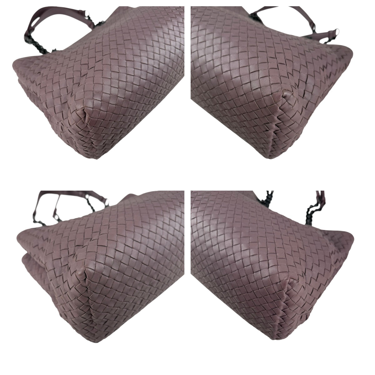 Pre-owned bottega veneta lilac intrecciato leather double chain tote front