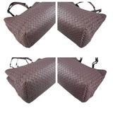 Pre-owned bottega veneta lilac intrecciato leather double chain tote front