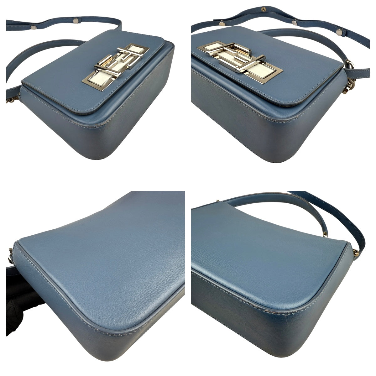 Pre-owned Fendi Cerulean Blue Calfskin Leather Baguette Shoulder Bag