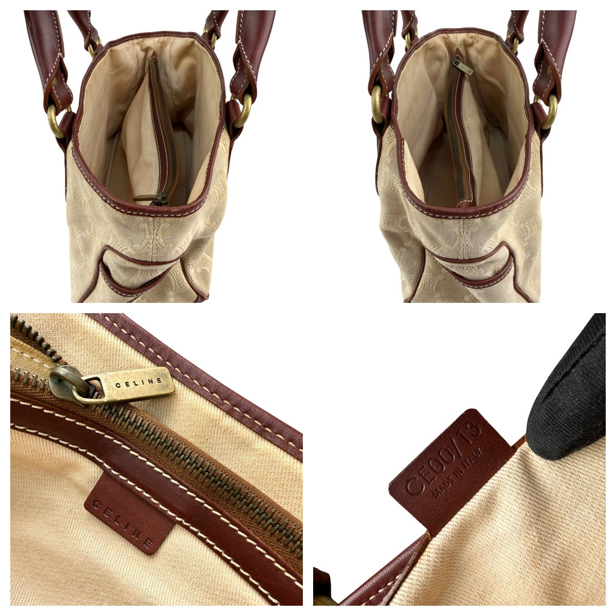 Pre-owned Celine Brown/Beige Macadam Canvas Leather Boogie Tote tote bag