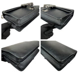 Pre-owned gucci black grained leather medium dionysus shoulder bag front