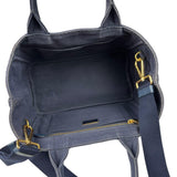 Pre-owned prada-canapa-pm-navy-canvas-handbag-front