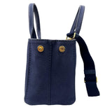 Pre-owned prada-canapa-pm-navy-canvas-handbag-front
