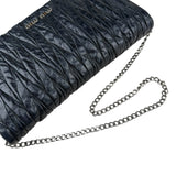 Pre-owned miu-miu-black-matelasse-leather-shoulder-bag-front