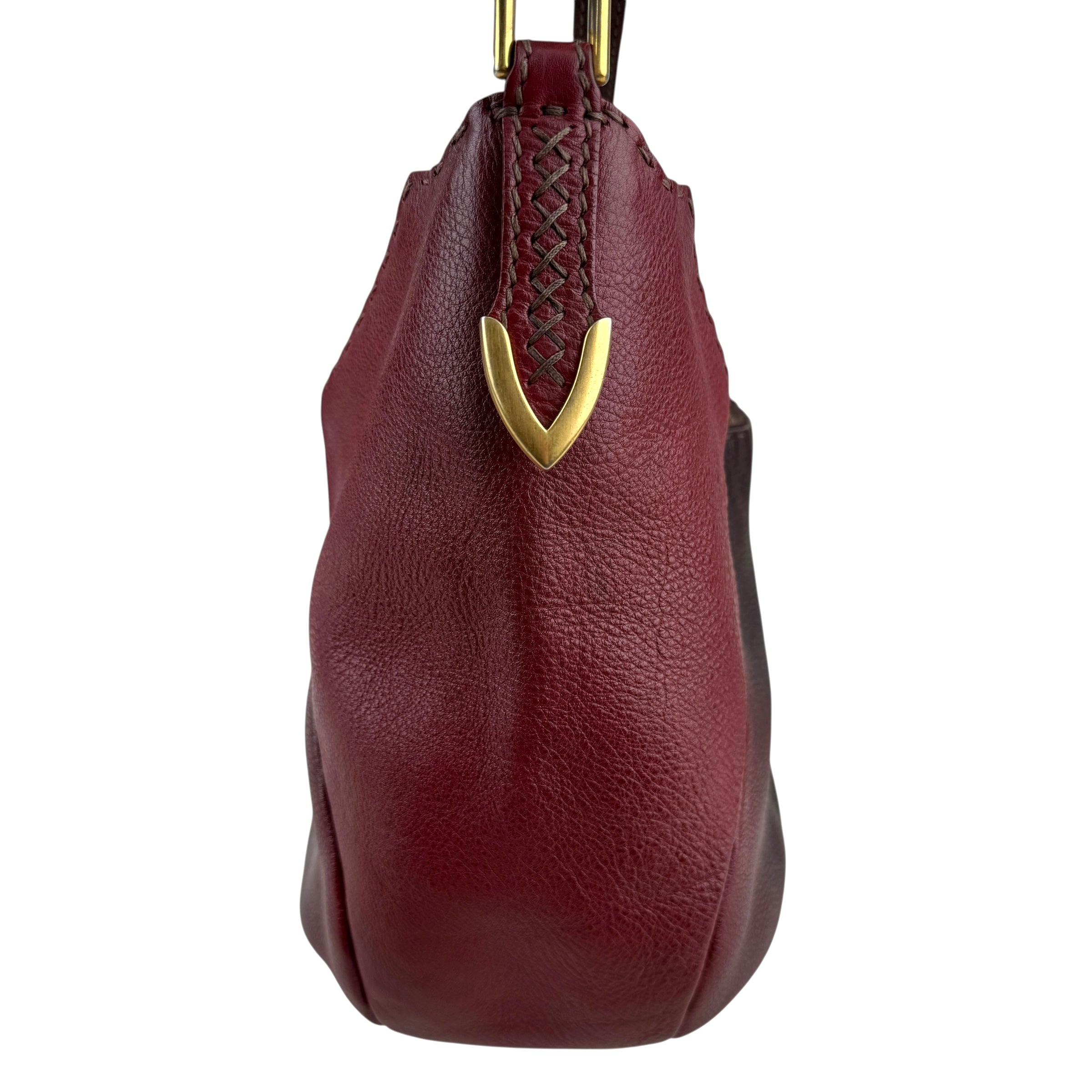 Pre-owned fendi-selleria-leather-chain-hobo-shoulder-tote-bag-front