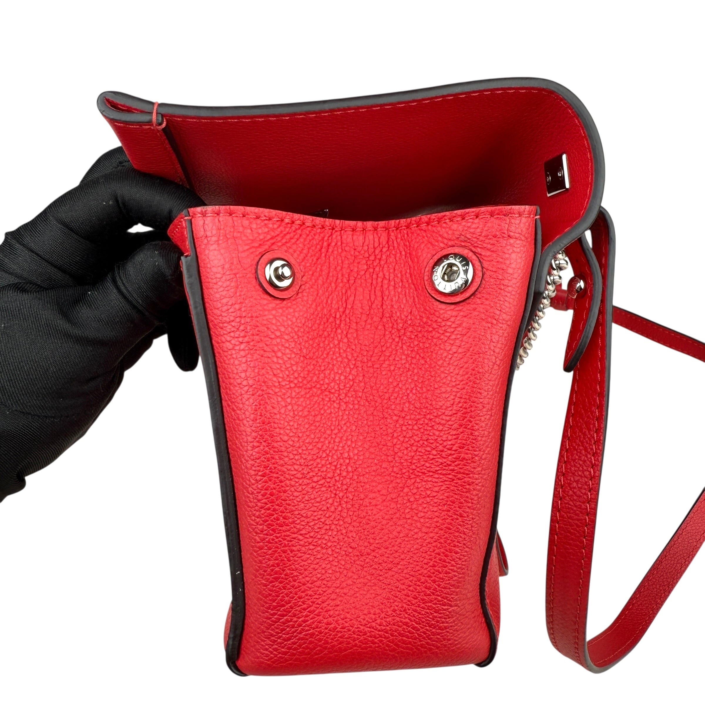 Pre-owned louis-vuitton-lockme-ii-top-handle-rubis-calfskin-bag-front