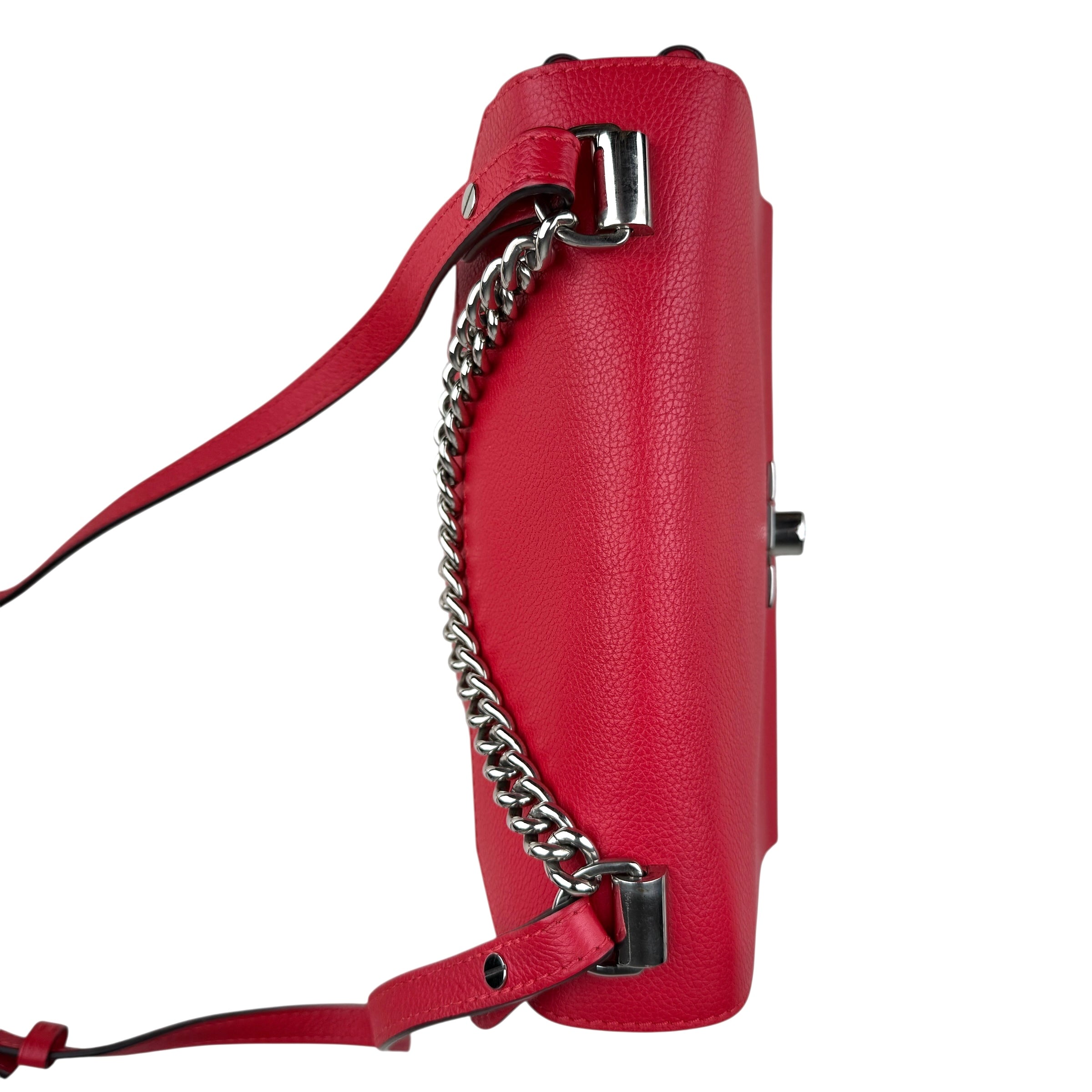 Pre-owned louis-vuitton-lockme-ii-top-handle-rubis-calfskin-bag-front