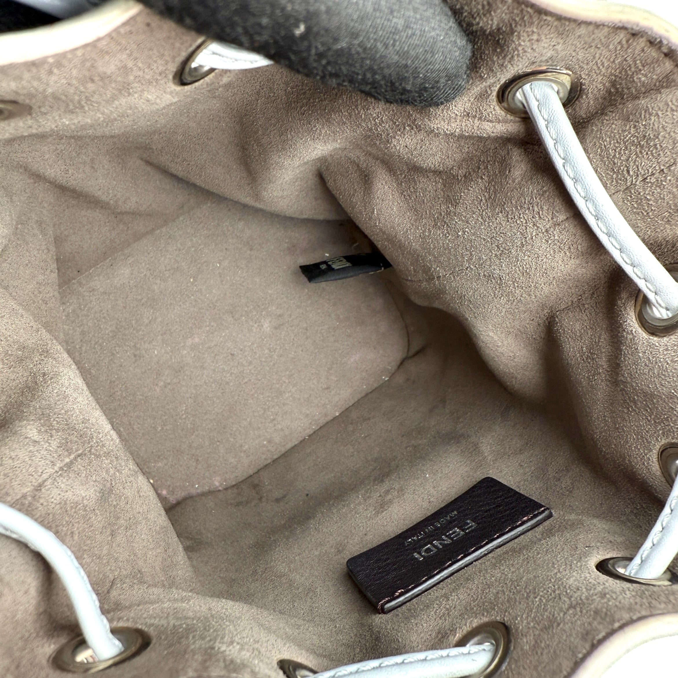 Pre-owned fendi-mon-tresor-bucket-bag-grigio-perla-front